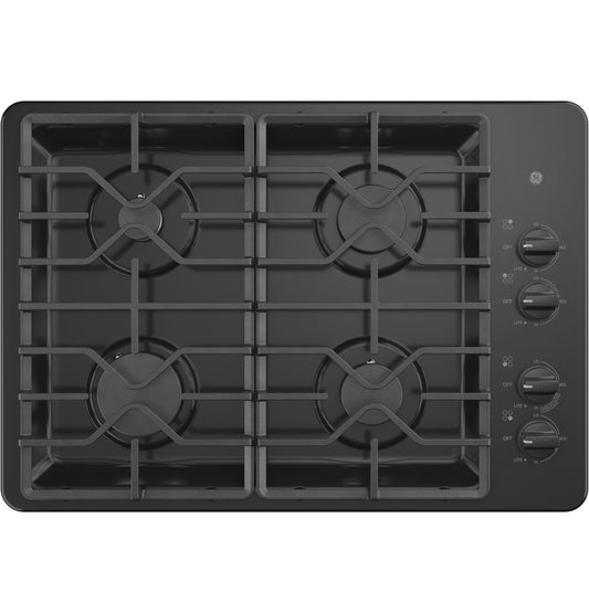 GE APPLIANCES 30" Built-In Gas Cooktop with Dishwasher-Safe Grates Black - JGP3030DLBB