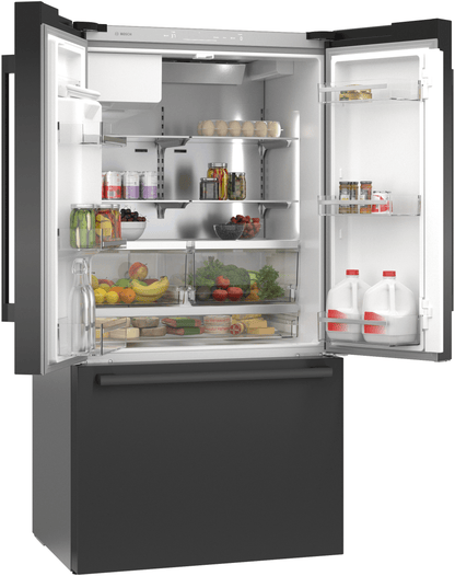 BOSCH B36CD52SNB 500 Series, French Door Bottom freezer, multi door, 36'', Black inox-antifingerprint, Total No Frost Black in Stainless Steel - B36CD52SNB