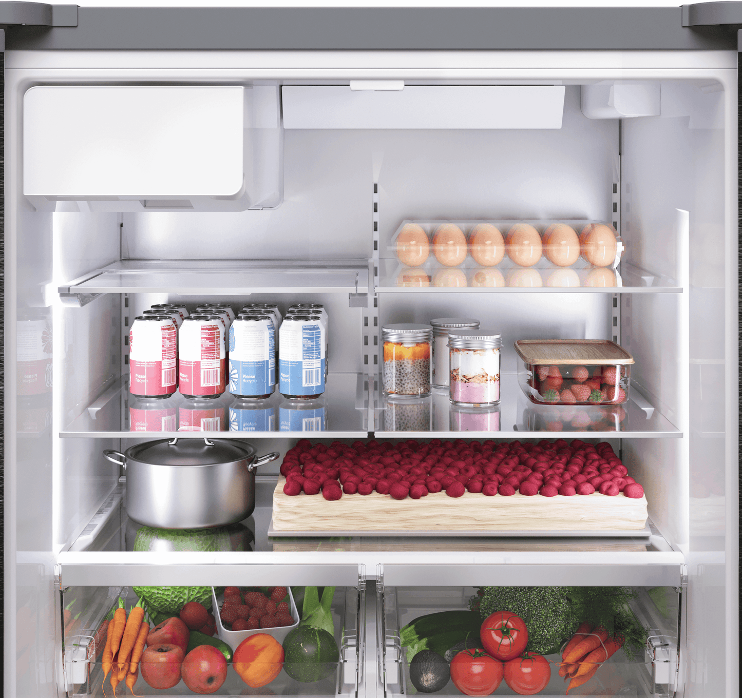 BOSCH B36FD52SNS 500 Series, French Door Bottom freezer, multi door, 36'', Brushed steel (with anti-fingerprint), Total No Frost in Stainless Steel - B36FD52SNS