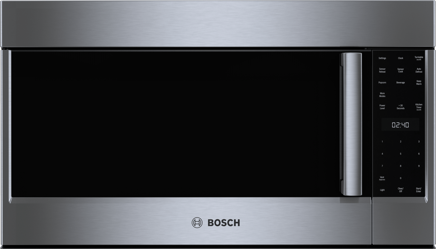 BOSCH HMV5053U 500 Series, Over-The-Range Microwave, 30'', Door Hinge: left in Stainless Steel - HMV5053U
