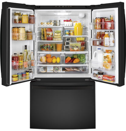 GE APPLIANCES GE 27.0 Cu. Ft. French-Door Refrigerator Black - GNE27JGMBB