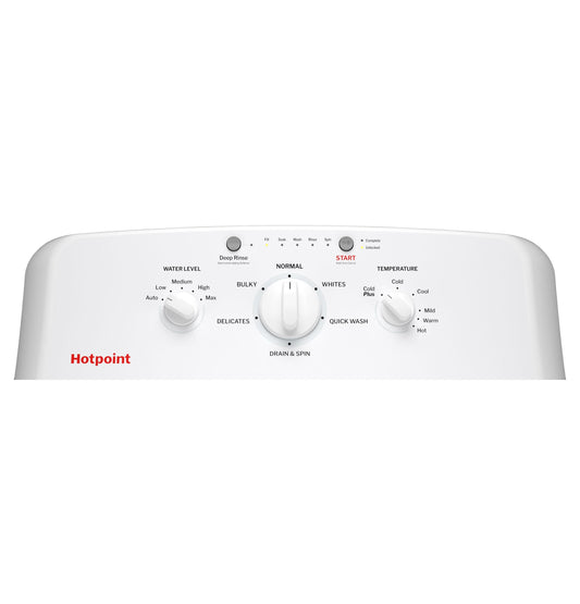 HOTPOINT Hotpoint 4.0 cu. ft. Capacity Washer with in Stainless Steel Basket,Cold Plus and Water Level Control White - HTW265ASWWW