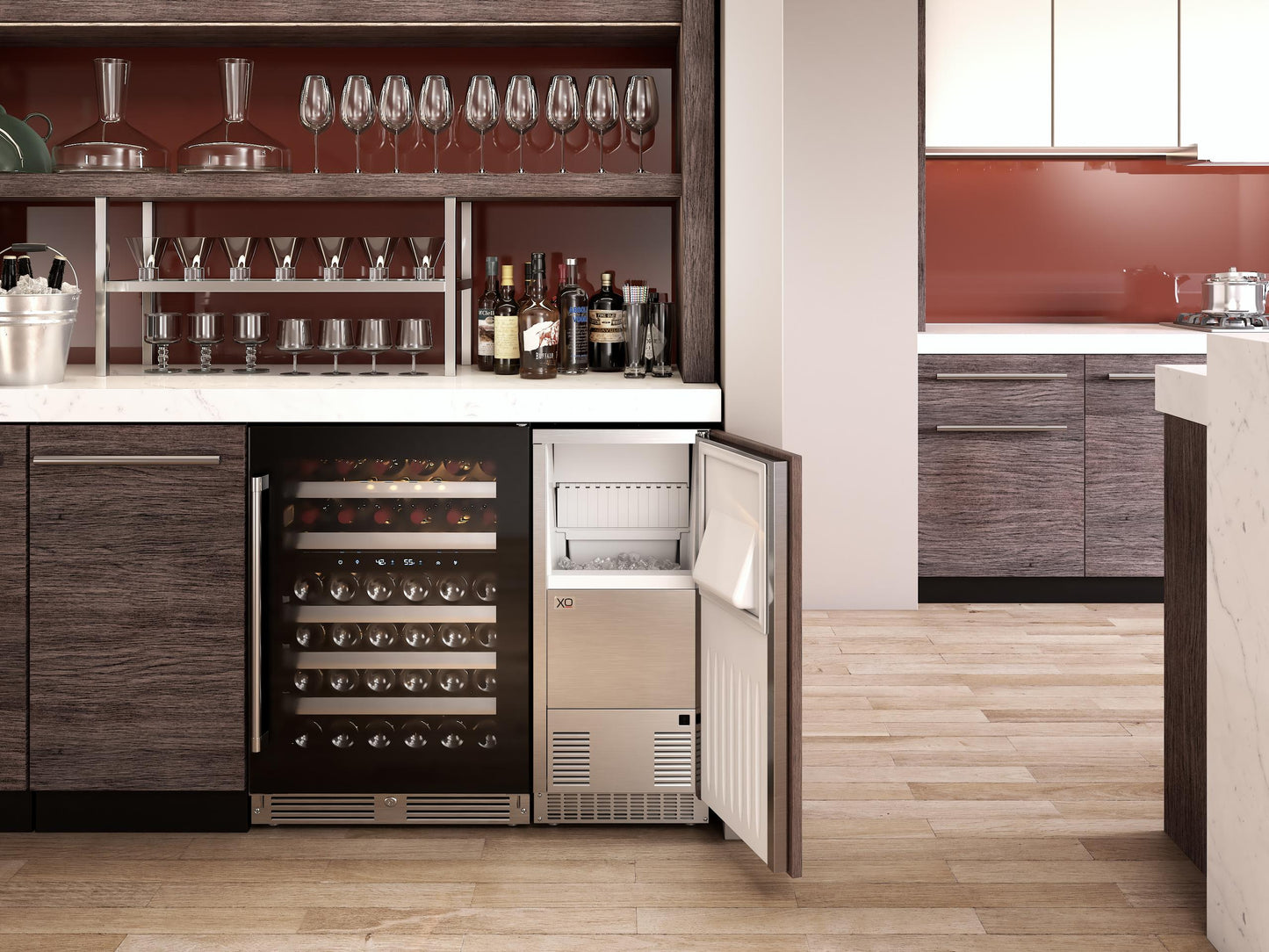 XO APPLIANCE XOU24WDZGBL Dual Zone Wine Cooler, 24" Black Glass, Left Hinge Black - XOU24WDZGBL