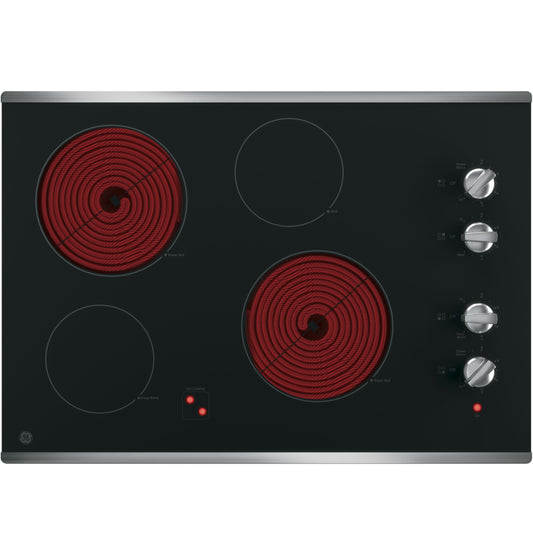 GE APPLIANCES 30" Built-In Knob Control Electric Cooktop Black On Stainless - JP3030SWSS