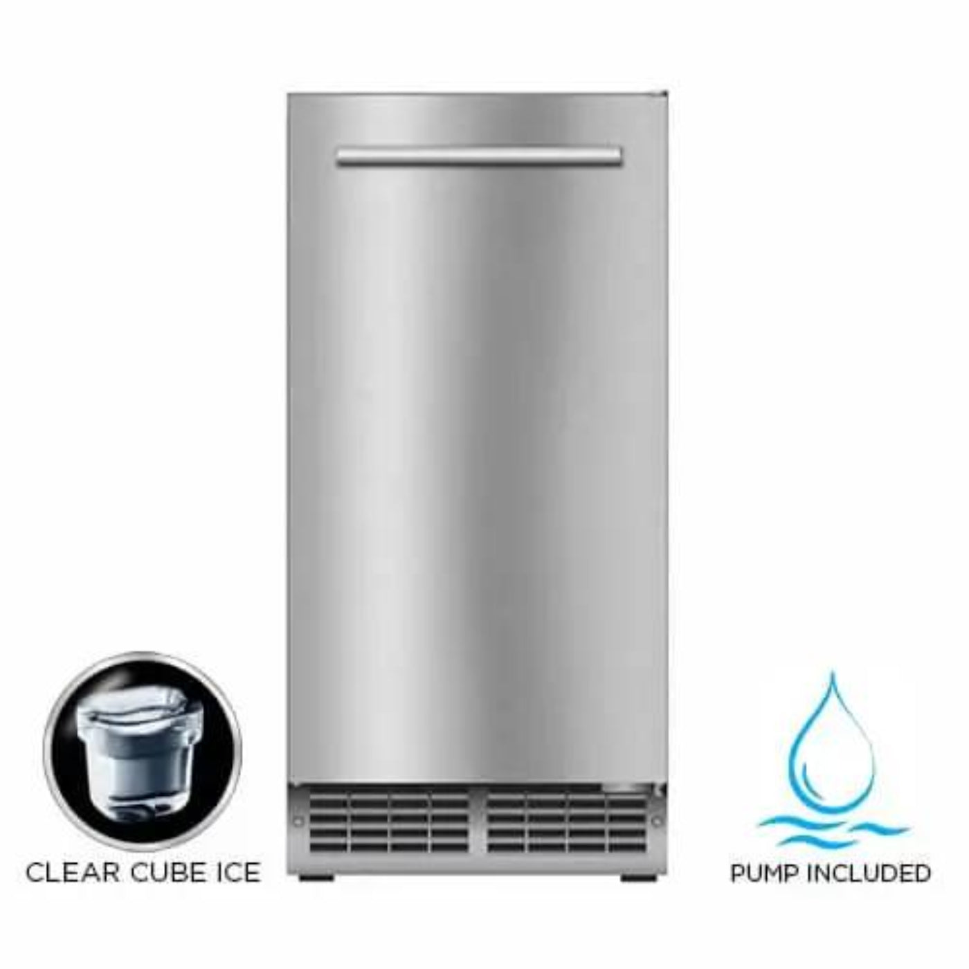 XO APPLIANCE XOUIM1565SP 15" Clear Gourmet Ice Maker Fingerprint Resistant in Stainless Steel w Pump in Stainless Steel - XOUIM1565SP