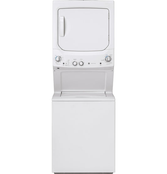 GE APPLIANCES GE Unitized Spacemaker 3.8 cu. ft. Capacity Washer with in Stainless Steel Basket and 5.9 cu. ft. Capacity Long Vent Electric Dryer White - GUV27ESSMWW