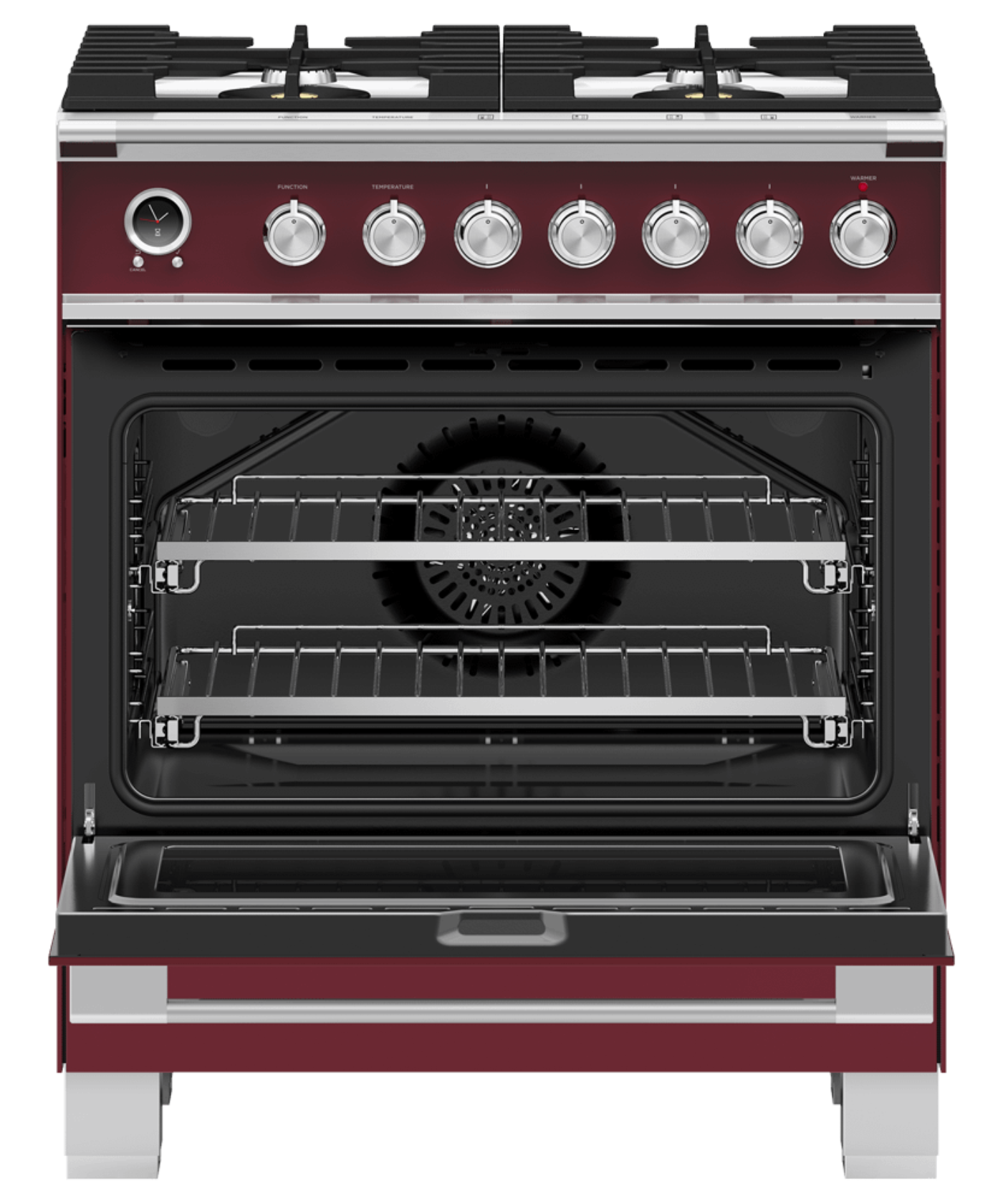 FISHER & PAYKEL OR30SCG6R1 30" Series 9 Classic 4 Burner Dual Fuel Self-Cleaning Range Red - OR30SCG6R1