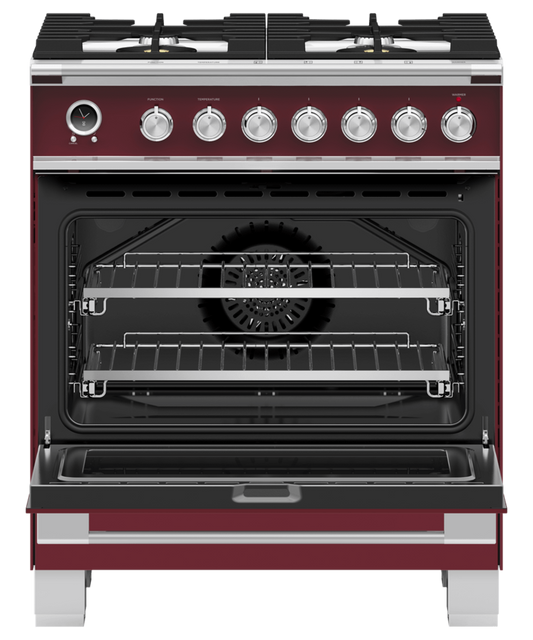 FISHER & PAYKEL OR30SCG6R1 30" Series 9 Classic 4 Burner Dual Fuel Self-Cleaning Range Red - OR30SCG6R1