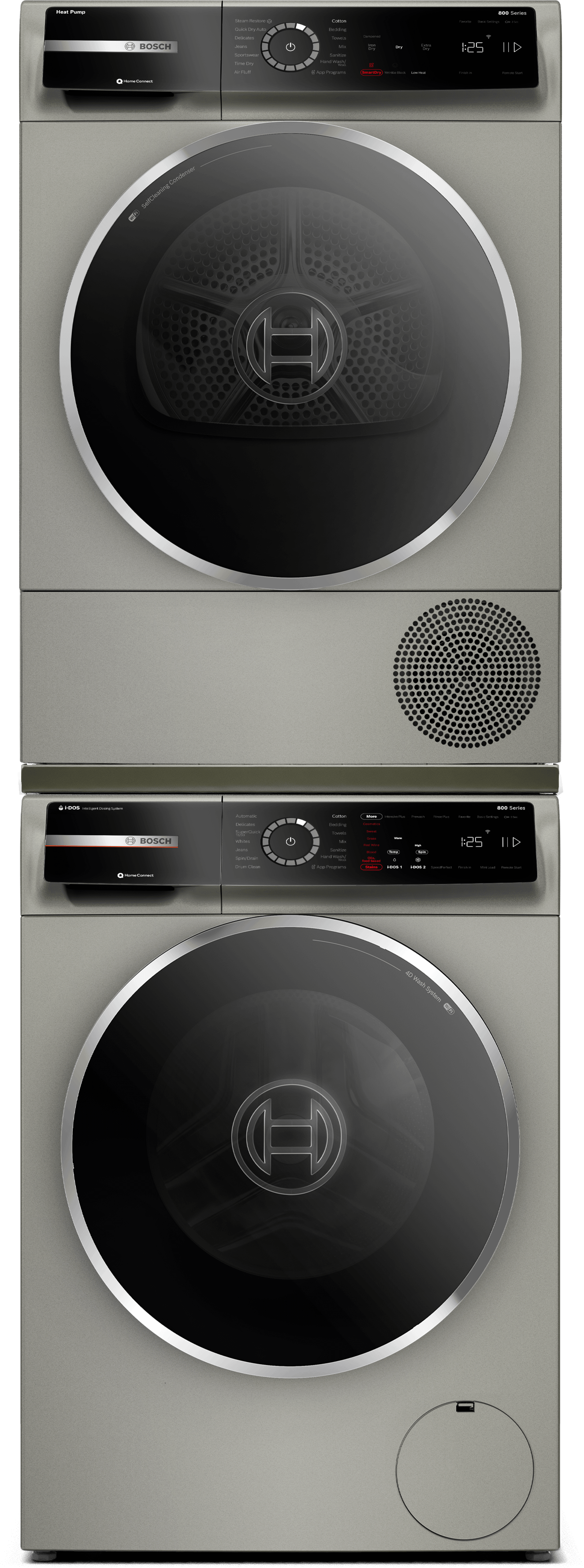 BOSCH WQB245AXUC 800 Series, heat pump dryer, Silver inox Silver