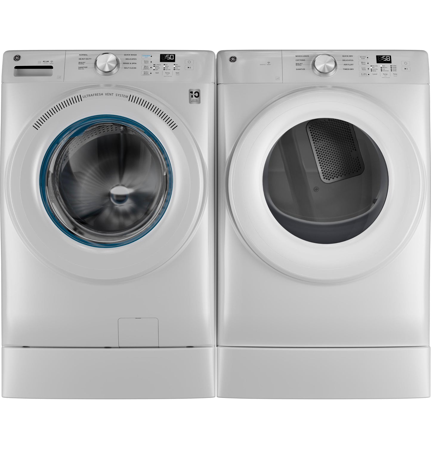 GE APPLIANCES GFW350SSYWW GE® ENERGY STAR® 4.6 cu. ft. Capacity Smart Front Load Washer with UltraFresh Vent System with OdorBlock™ White - GFW350SSYWW