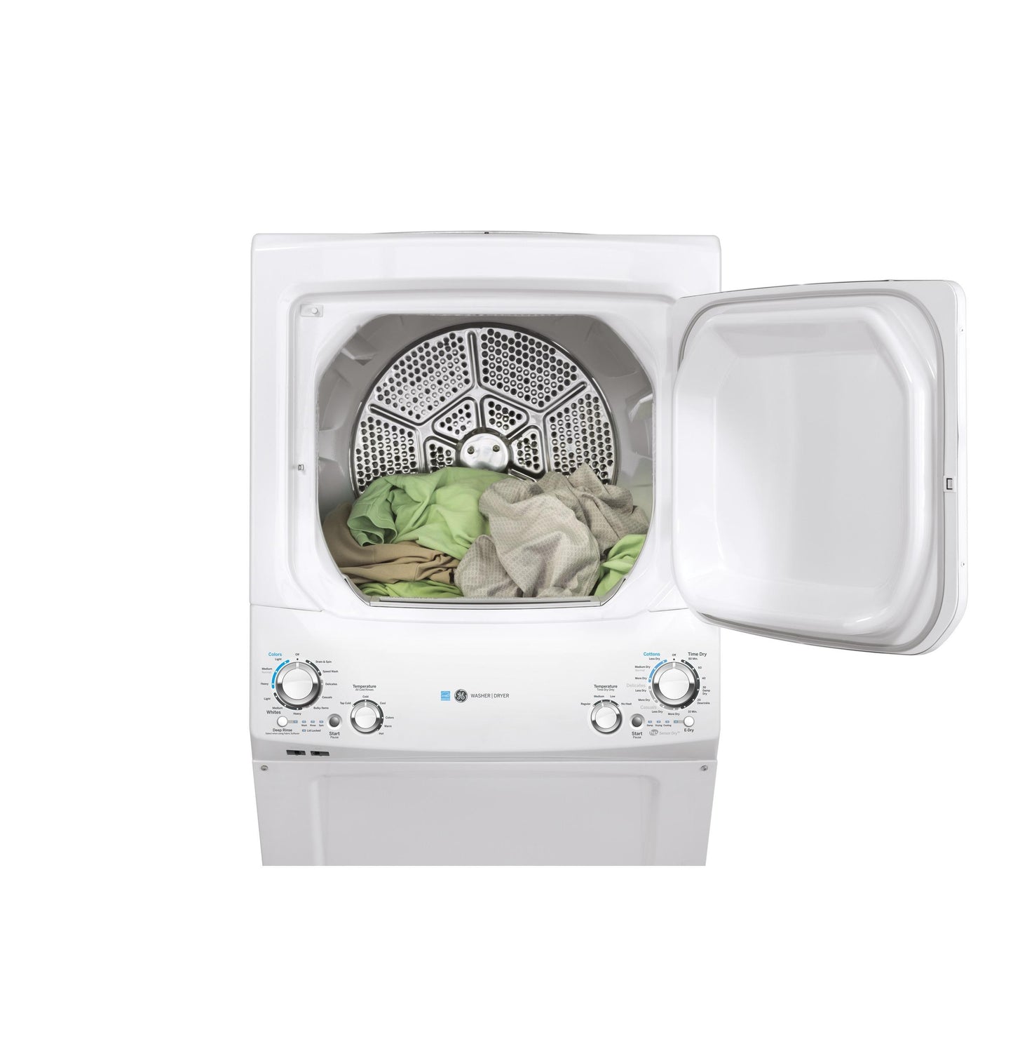 GE APPLIANCES GUD27GESNWW GE Unitized Spacemaker ENERGY STAR 3.9 cu. ft. Capacity Washer with in Stainless Steel Basket and 5.9 cu. ft. Capacity Gas Dryer White - GUD27GESNWW