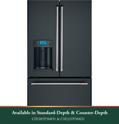 CAFE CYE22TP3MD1 CAFé™ ENERGY STAR® 22.1 Cu. Ft. Smart Counter-Depth French-Door Refrigerator with Hot Water Dispenser Black - CYE22TP3MD1