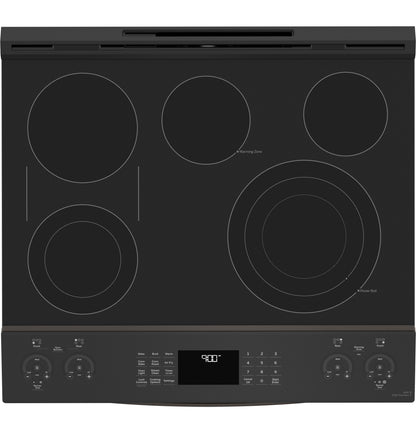 GE APPLIANCES PSS93BPTS GE Profile™ 30" Smart Slide-In Electric Convection Range with No Preheat Air Fry Black in Stainless Steel - PSS93BPTS