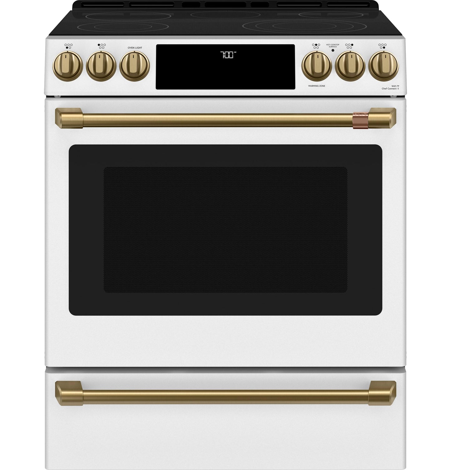 CAFE  30" Smart Slide-In, Front-Control, Radiant and Convection Range White - CES700P4MW2