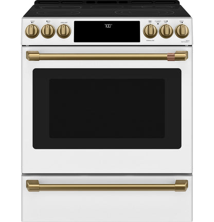 CAFE  30" Smart Slide-In, Front-Control, Radiant and Convection Range White - CES700P4MW2