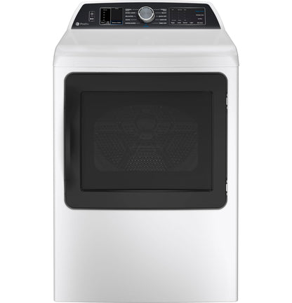 GE APPLIANCES PTD70GBSTWS GE Profile™ ENERGY STAR® 7.4 cu. ft. Capacity Smart aluminized alloy drum Gas Dryer with Sanitize Cycle and Sensor Dry White On Gray - PTD70GBSTWS