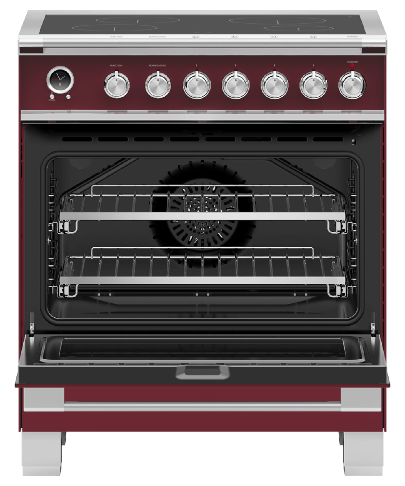 FISHER & PAYKEL OR30SCI6R1 30" Series 9 Classic 4 Zone Induction Self-Cleaning Range Red - OR30SCI6R1