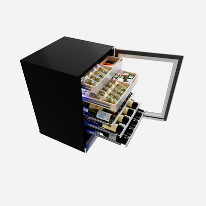 XO APPLIANCE XOU24WWGBL Wine and Weed 24" Black Glass, Left Hinge Black - XOU24WWGBL