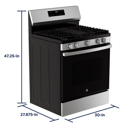 GE APPLIANCES 30" Free-Standing Gas Range with Crisp Mode in Stainless Steel - GGF500PVSS