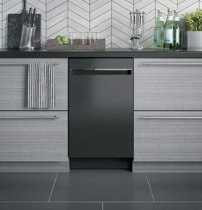 GE APPLIANCES GE Profile 18" ADA Compliant in Stainless Steel Interior Dishwasher with Sanitize Cycle Black - PDT145SGLBB
