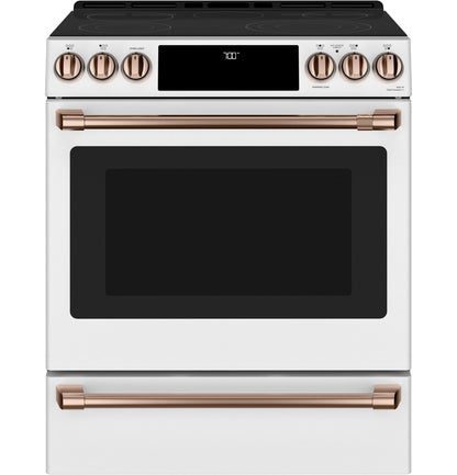 CAFE  30" Smart Slide-In, Front-Control, Radiant and Convection Range White - CES700P4MW2