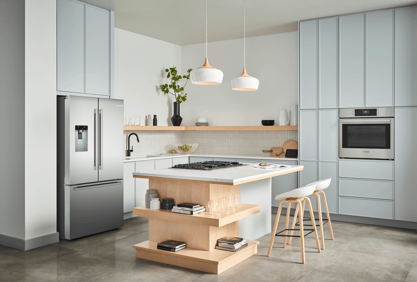 BOSCH B36FD52SNS 500 Series, French Door Bottom freezer, multi door, 36'', Brushed steel (with anti-fingerprint), Total No Frost in Stainless Steel - B36FD52SNS