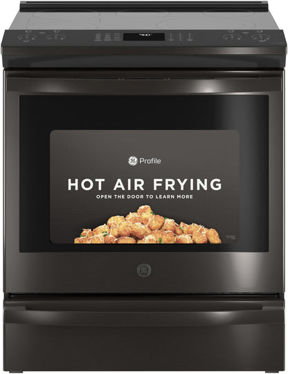 GE APPLIANCES PSS93BPTS GE Profile™ 30" Smart Slide-In Electric Convection Range with No Preheat Air Fry Black in Stainless Steel - PSS93BPTS