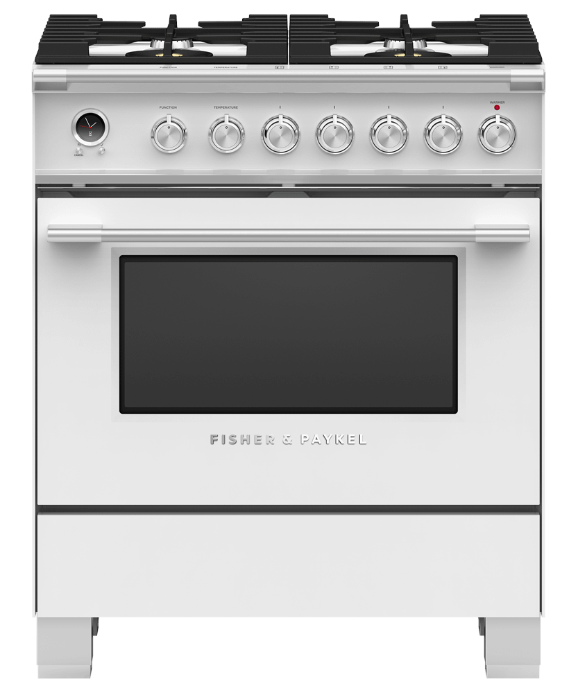 FISHER & PAYKEL OR30SCG6W1 30" Series 9 Classic 4 Burner Dual Fuel Self-Cleaning Range White - OR30SCG6W1