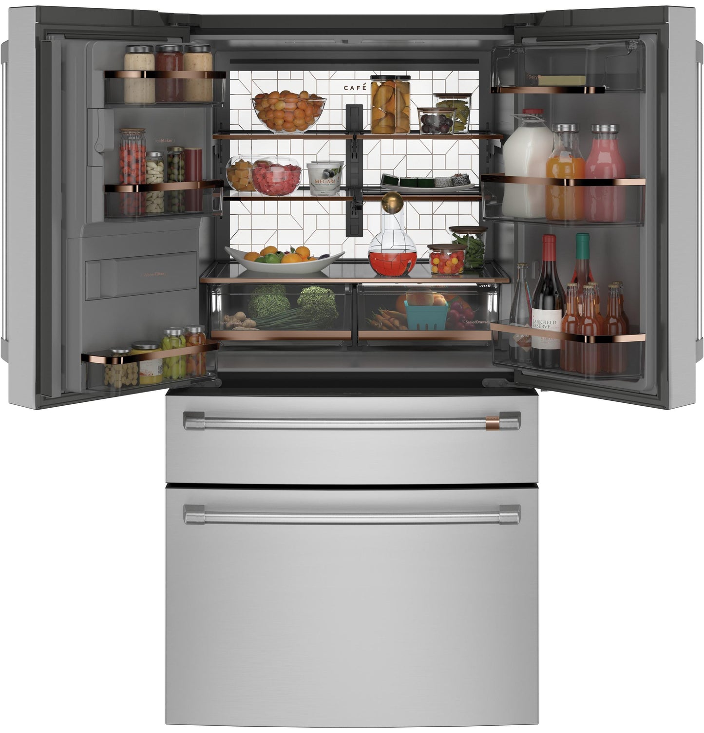 CAFE CXE22DP2PS1 CAFé™ ENERGY STAR 22.3 Cu. Ft. Smart Counter-Depth 4-Door French-Door Refrigerator in Stainless Steel - CXE22DP2PS1