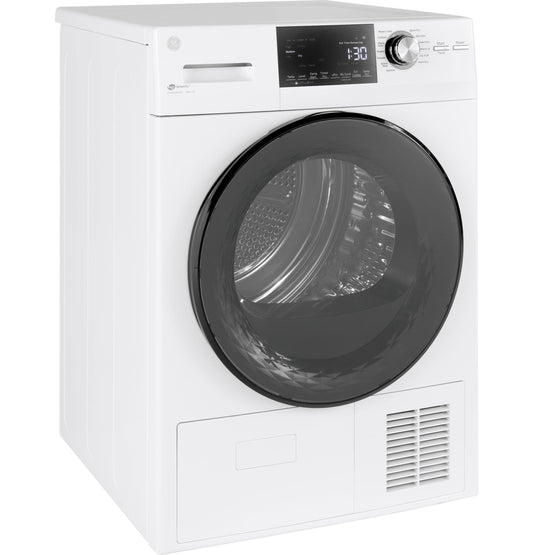 GE APPLIANCES GE 24" 4.1 Cu.Ft. Front Load Ventless Condenser Electric Dryer with in Stainless Steel Basket White - GFT14ESSMWW