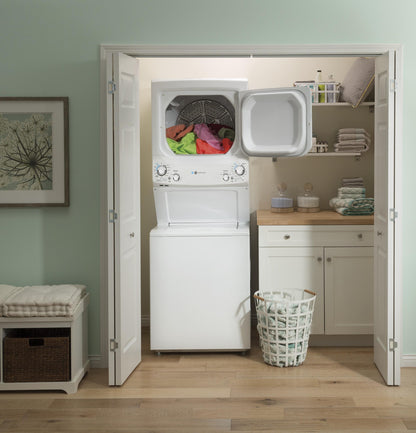 GE APPLIANCES GUD27GESNWW GE Unitized Spacemaker ENERGY STAR 3.9 cu. ft. Capacity Washer with in Stainless Steel Basket and 5.9 cu. ft. Capacity Gas Dryer White - GUD27GESNWW