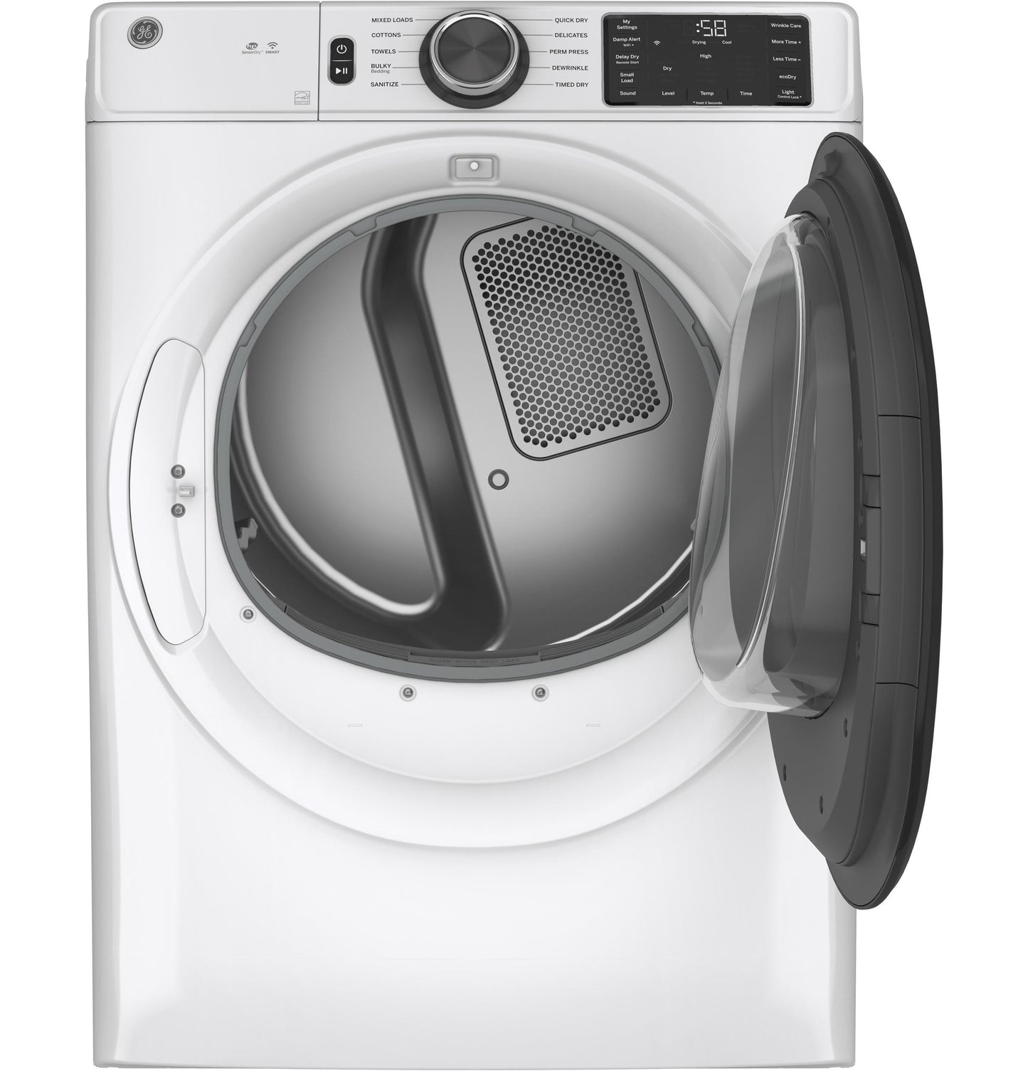 GE APPLIANCES GE 7.8 cu. ft. Capacity Smart Front Load Gas Dryer with Sanitize Cycle White - GFD55GSSNWW