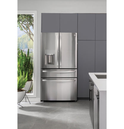 GE APPLIANCES PVD28BYNFS GE Profile™ ENERGY STAR® 27.9 Cu. Ft. Smart Fingerprint Resistant 4-Door French-Door Refrigerator with Door In Door in Stainless Steel - PVD28BYNFS