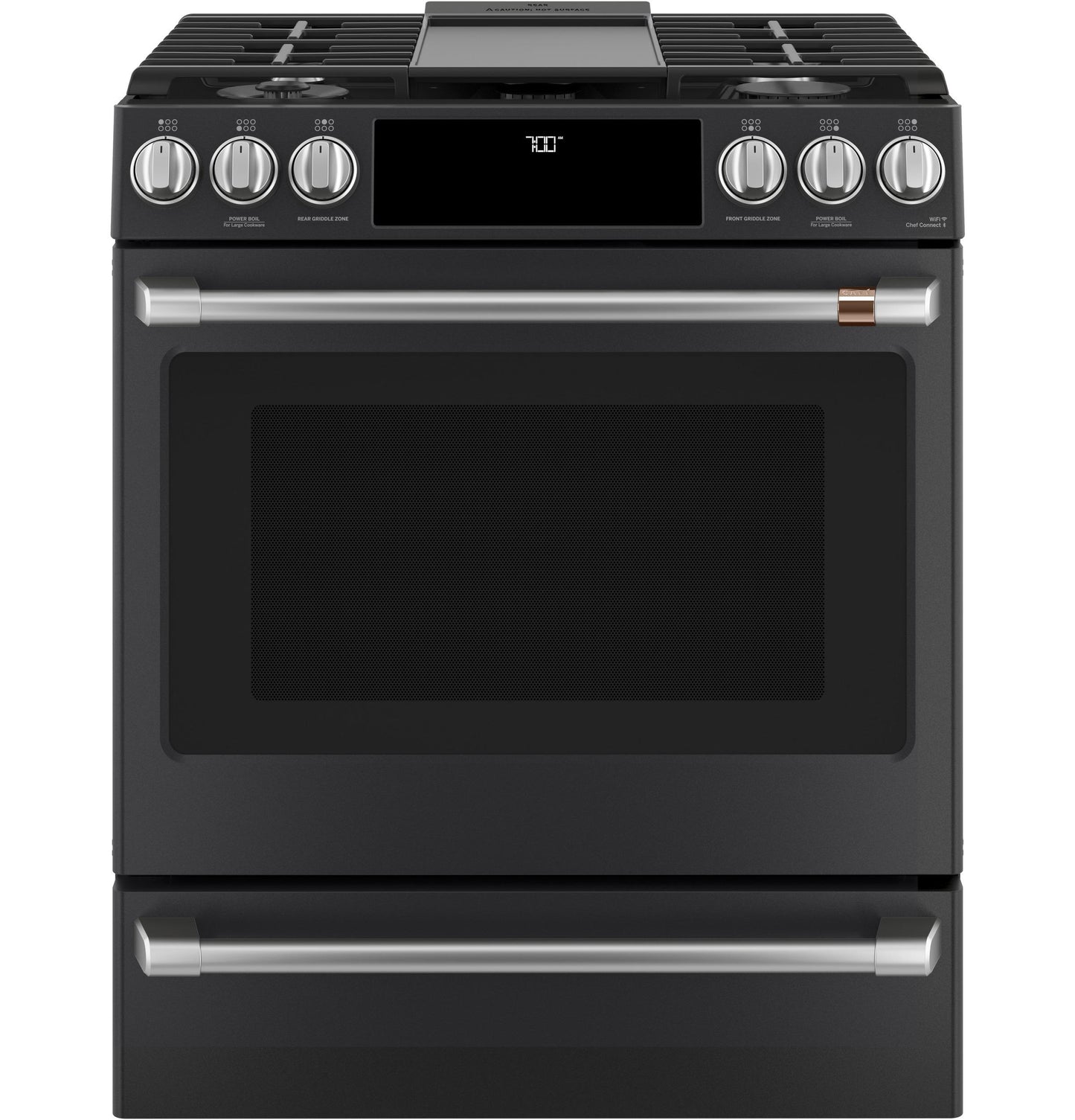GE APPLIANCES CAFE CGS700P3MD1 CAFé™ 30" Smart Slide-In, Front-Control, Gas Range with Convection Oven Black - CGS700P3MD1