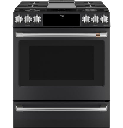 GE APPLIANCES CAFE CGS700P3MD1 CAFé™ 30" Smart Slide-In, Front-Control, Gas Range with Convection Oven Black - CGS700P3MD1