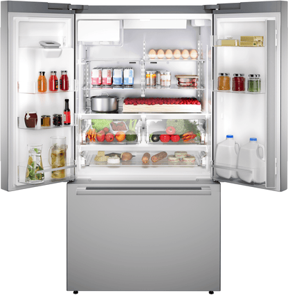 BOSCH B36FD52SNS 500 Series, French Door Bottom freezer, multi door, 36'', Brushed steel (with anti-fingerprint), Total No Frost in Stainless Steel - B36FD52SNS