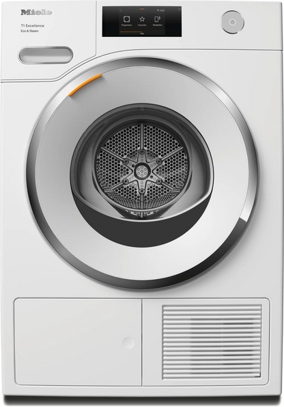 MIELE TXI680WP TXI680WP Eco & Steam Lotus white - T1 Heat-Pump Dryer: 18lb ComfortSensor SteamFinish Honeycomb drum FragranceDos Miele@home White - TXI680WP