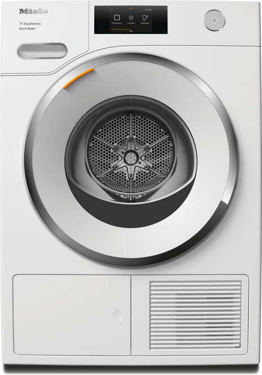 MIELE TXI680WP TXI680WP Eco & Steam Lotus white - T1 Heat-Pump Dryer: 18lb ComfortSensor SteamFinish Honeycomb drum FragranceDos Miele@home White - TXI680WP
