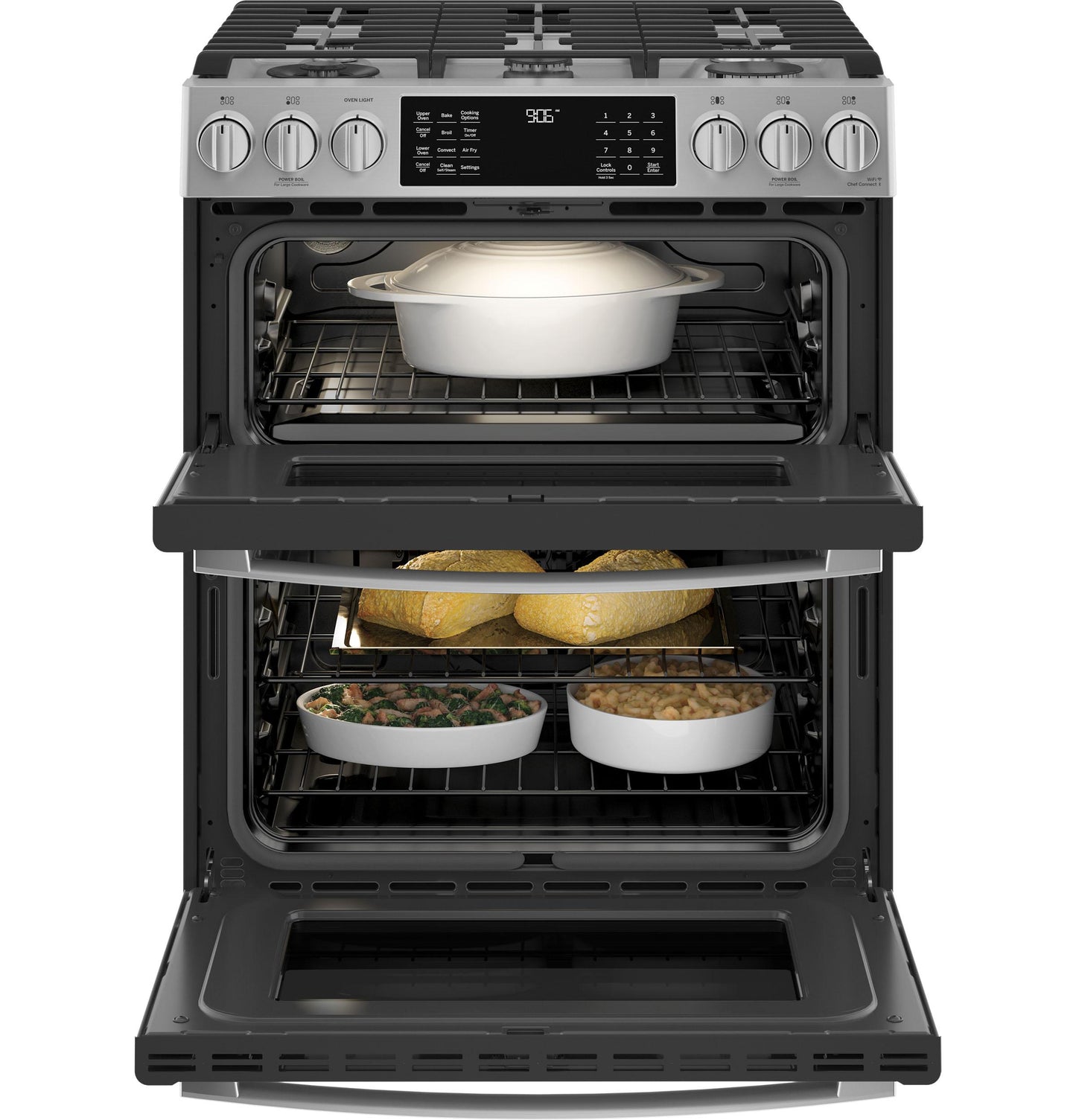 GE APPLIANCES PGS960YPFS GE Profile™ 30" Smart Slide-In Front-Control Gas Double Oven Convection Fingerprint Resistant Range in Stainless Steel - PGS960YPFS