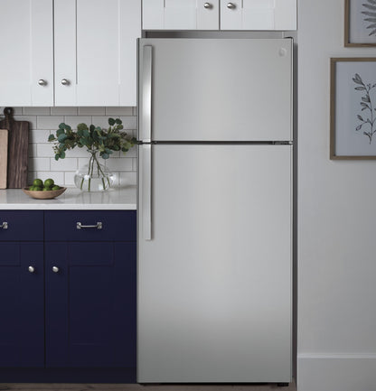 GE APPLIANCES 16.6 Cu. Ft. Top-Freezer Refrigerator in Stainless Steel - GTS17GSNRSS