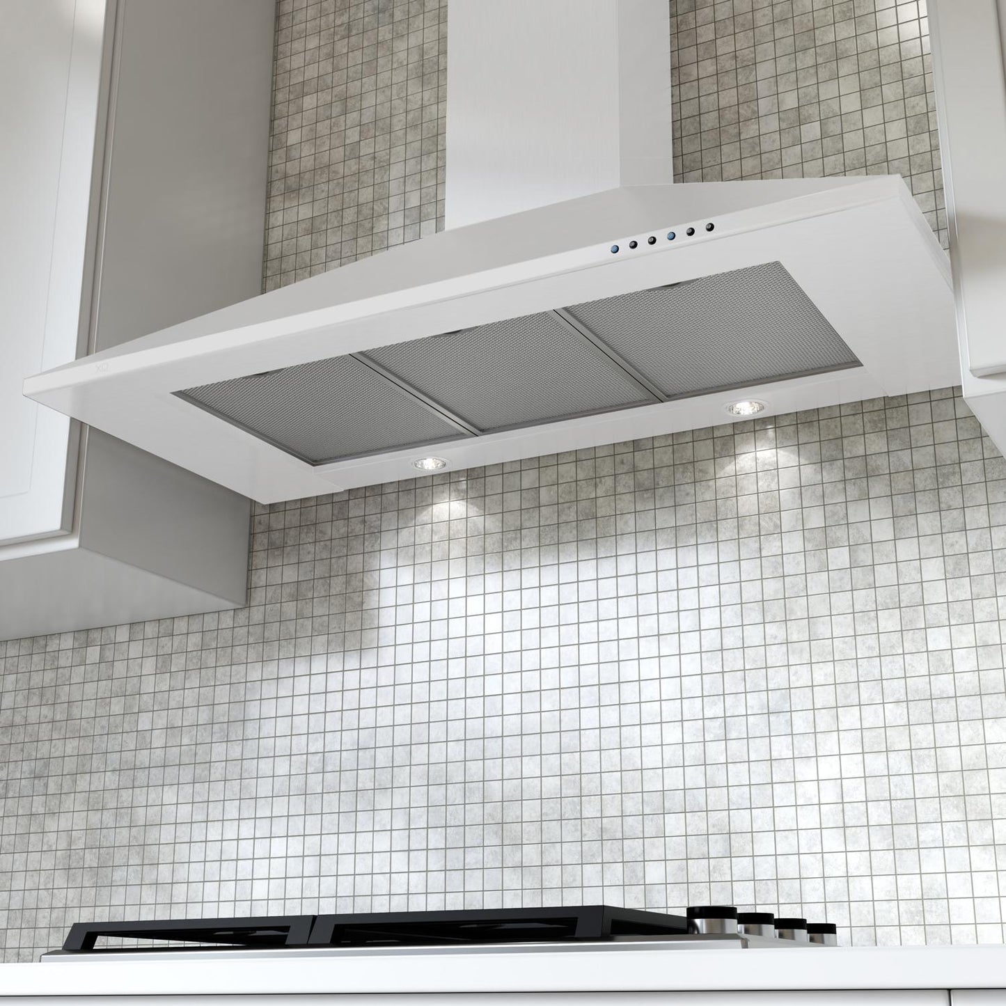 XO APPLIANCE XOB36WC 36" CCC 600/395 CFM Italian Made Wall Mount Chimney Range Hood White - XOB36WC
