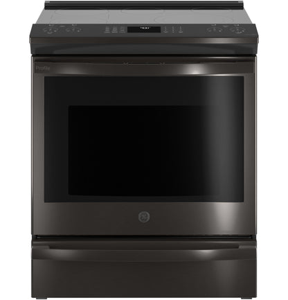 GE APPLIANCES PSS93BPTS GE Profile™ 30" Smart Slide-In Electric Convection Range with No Preheat Air Fry Black in Stainless Steel - PSS93BPTS