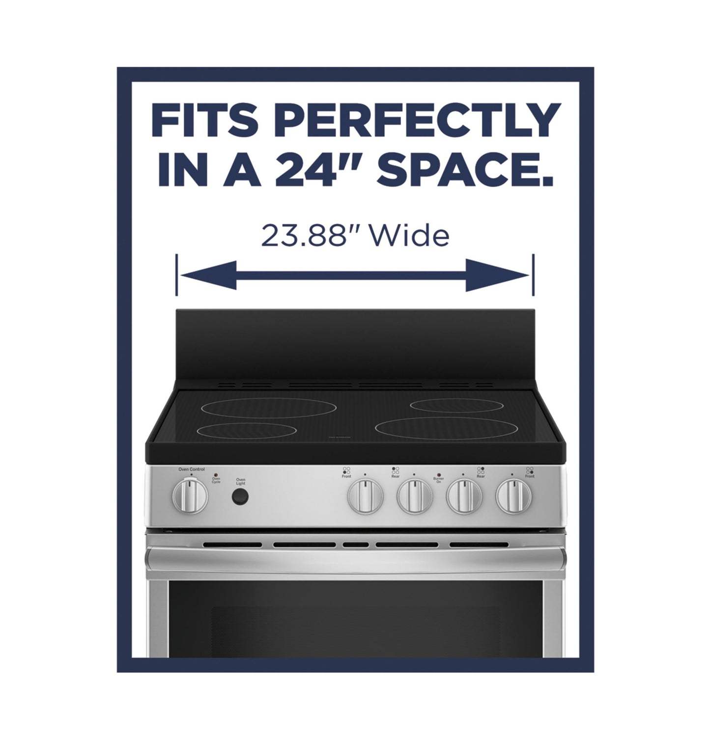 GE APPLIANCES JAS640RMSS GE® ENERGY STAR® 24" Free-Standing/Slide-in Front Control Range with Steam Clean and Large Window in Stainless Steel - JAS640RMSS