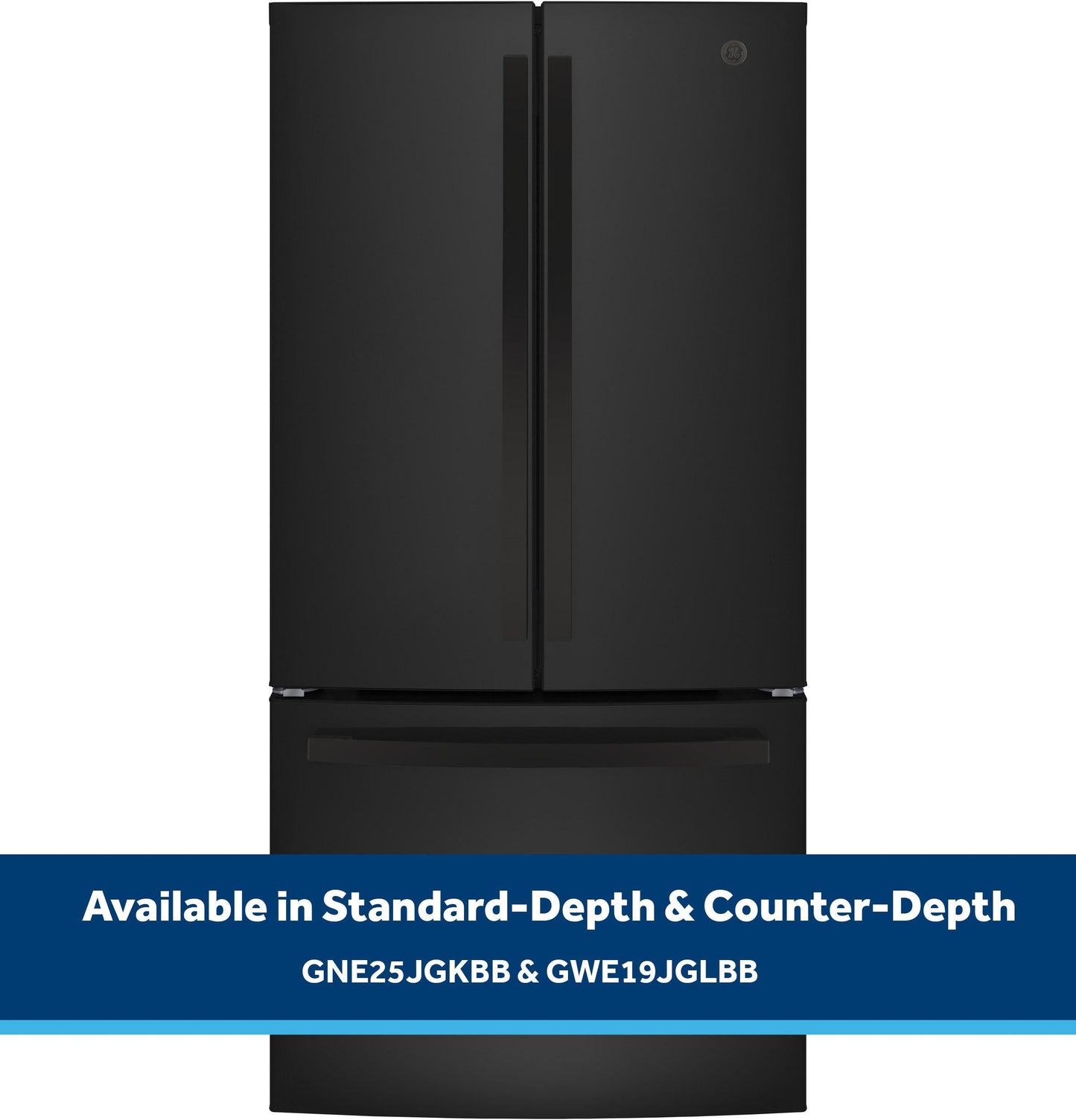 GE APPLIANCES 18.6 Cu. Ft. Counter-Depth French-Door Refrigerator Black - GWE19JGLBB