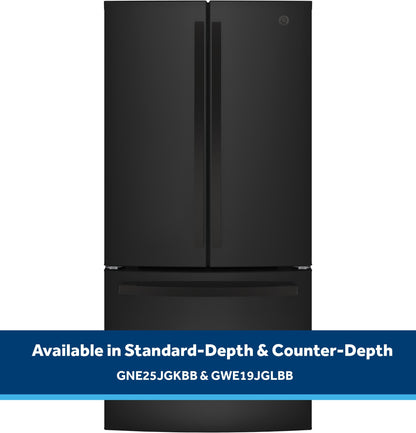GE APPLIANCES 18.6 Cu. Ft. Counter-Depth French-Door Refrigerator Black - GWE19JGLBB