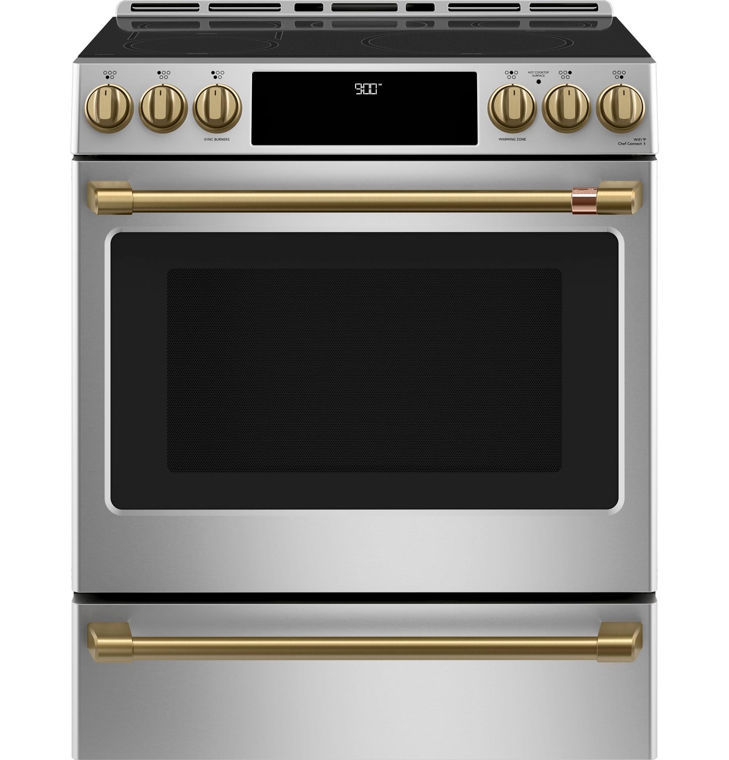 CAFE CHS900P2MS1 CAFé™ 30" Smart Slide-In, Front-Control, Induction and Convection Range with Warming Drawer in Stainless Steel - CHS900P2MS1
