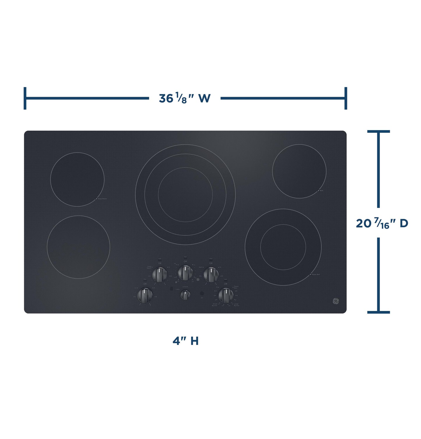 GE APPLIANCES JEP5036DTBB GE® 36" Built-In Knob Control Electric Cooktop Black - JEP5036DTBB