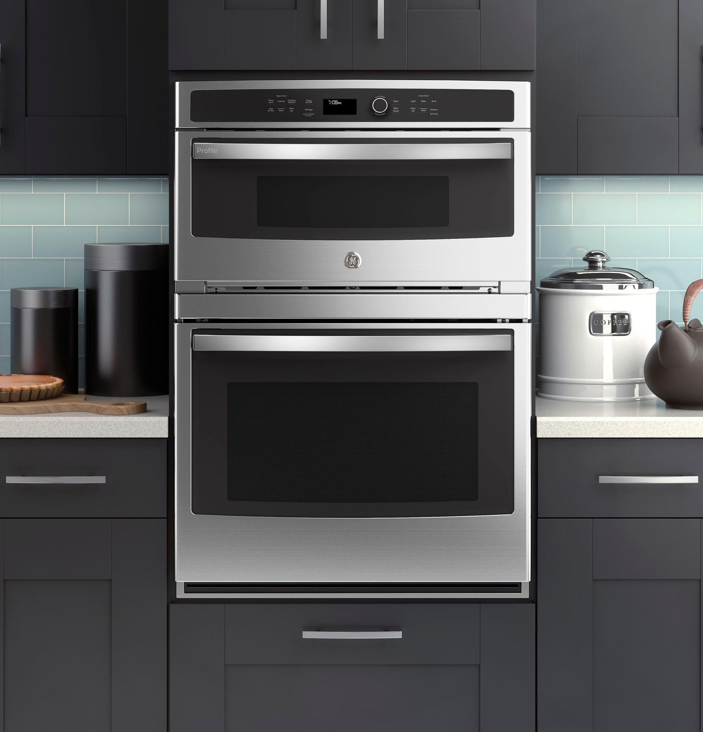 GE APPLIANCES Profile 30" Built-In Combination Convection Microwave/Convection Wall Oven in Stainless Steel - PT7800SHSS