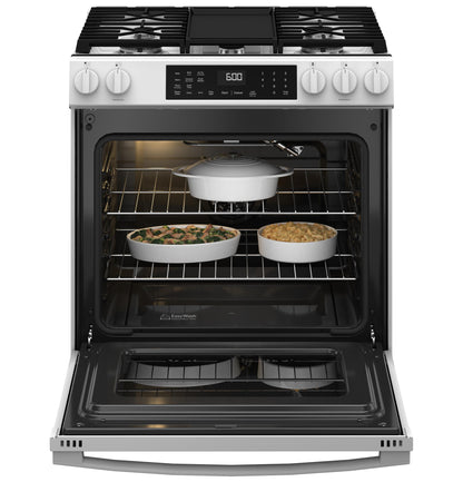 GE APPLIANCES GGS600AVWW GE® 30" Slide-In Front-Control Convection Gas Range with No Preheat Air Fry and EasyWash™ Oven Tray White - GGS600AVWW