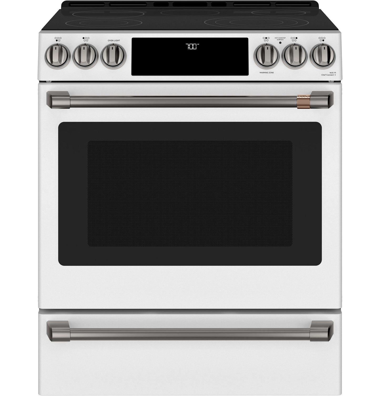 CAFE  30" Smart Slide-In, Front-Control, Radiant and Convection Range White - CES700P4MW2